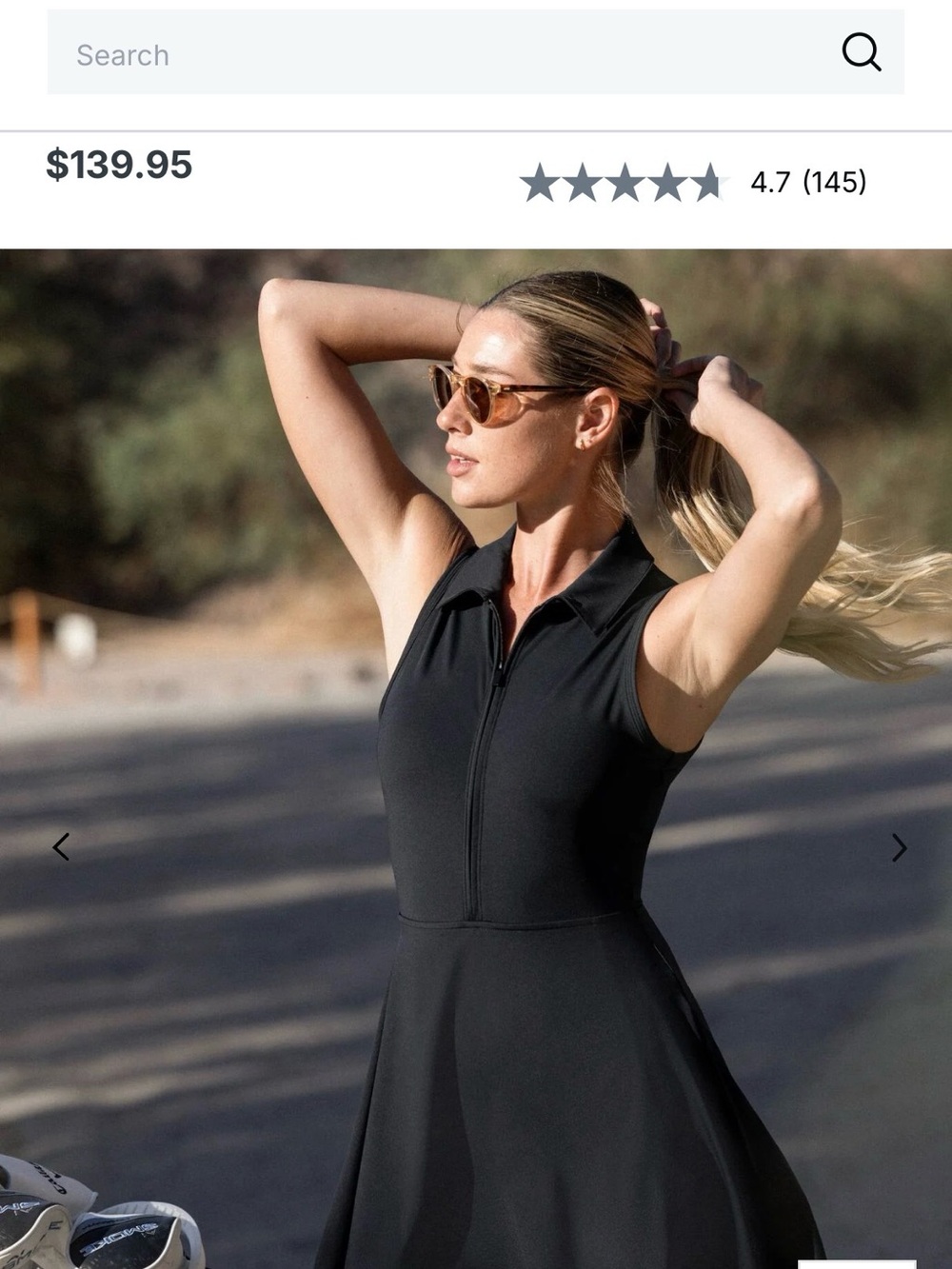 Travis Mathew Women's Sleeveless Black Zip Polo Dress